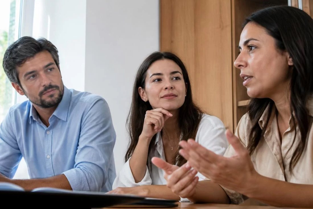 Participante falando em pé enquanto o restante da turma acompanha sentado